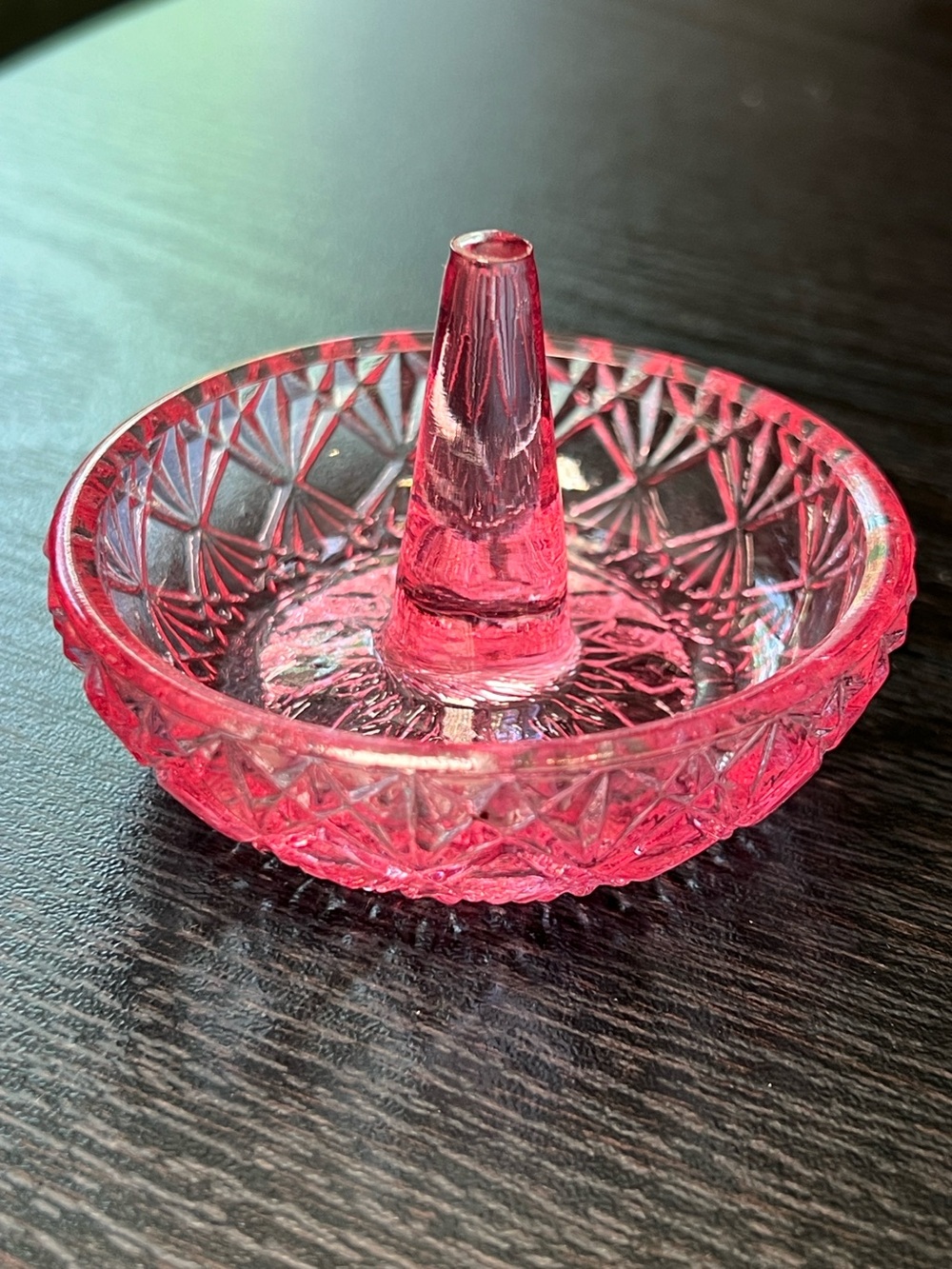 Vintage Fenton Hot Pink Glass Ring Dish Hair Tie Holder